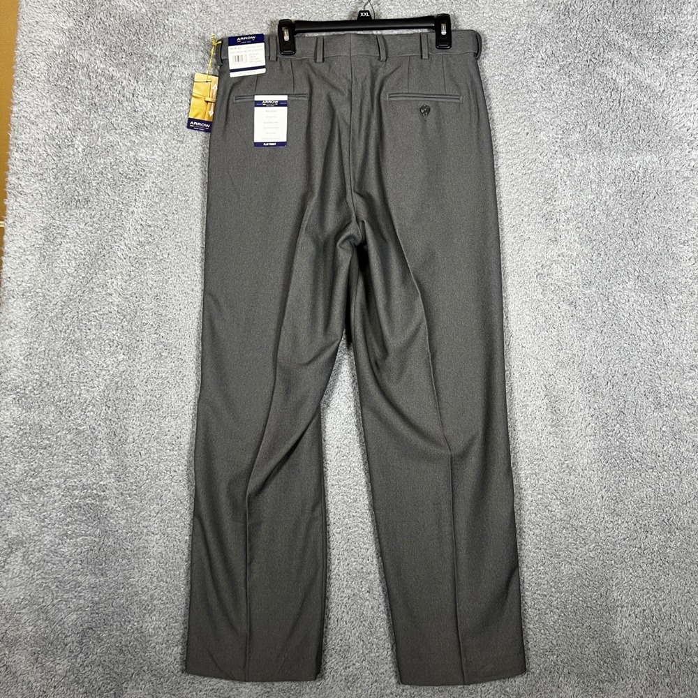 Arrow Dress Pants Mens 36x32‎ Heather Grey New Flat Front Micro Comfort Business